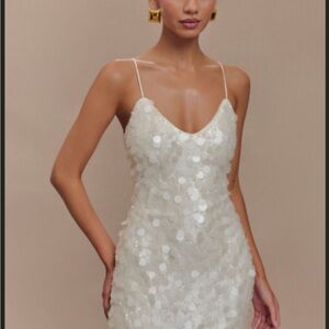 Meshki Ivory Sequin Backless Dress
